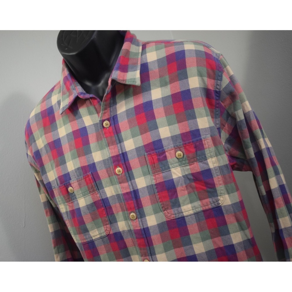 J.Crew Sporting Goods Flannel Button Up Plaid Long Sleeve Front Pockets Mens XL